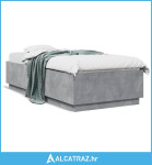 Okvir kreveta s LED svjetlima boja betona 100 x 200 cm drveni - NOVO