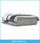 Okvir kreveta s LED svjetlima boja betona 120 x 200 cm drveni - NOVO