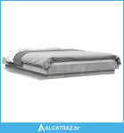 Okvir kreveta s LED svjetlima boja betona 140 x 200 cm drveni - NOVO