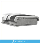 Okvir kreveta s LED svjetlima boja betona 160 x 200 cm drveni - NOVO
