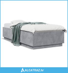 Okvir kreveta s LED svjetlima boja betona 90 x 200 cm drveni - NOVO
