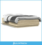 Okvir kreveta s LED svjetlima boja hrasta 140 x 200 cm drveni - NOVO