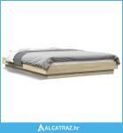 Okvir kreveta s LED svjetlima boja hrasta 140 x 200 cm drveni - NOVO