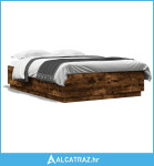 Okvir kreveta s LED svjetlima boja hrasta 150 x 200 cm drveni - NOVO