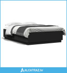 Okvir kreveta s LED svjetlima crni 140 x 200 cm drveni - NOVO