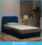 Okvir kreveta s LED svjetlima plavi 100 x 200 cm baršunasti - NOVO