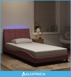 Okvir kreveta s LED svjetlima ružičasti 100 x 200 cm baršunasti - NOVO