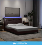 Okvir kreveta s LED svjetlima tamnosmeđi 140x190 cm od tkanine - NOVO