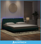 Okvir kreveta s LED svjetlima tamnozeleni 200x200 cm baršunasti - NOVO