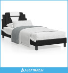 Okvir kreveta s LED svjetlom crno-bijeli 90x200 cm umjetna koža - NOVO
