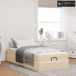 Okvir kreveta s madracem s madracem 2 pcs Krema tkanina