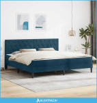Okvir kreveta s madracem s uzglavljem Plava 180 x 200 cm Baršun - NOVO