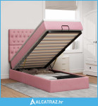 Okvir kreveta s madracima ružičasti 90x200cm baršunasti - NOVO