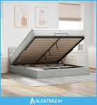 Okvir kreveta s madracima svijetlosivi 200x200cm baršunasti - NOVO