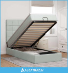 Okvir kreveta s madracima svijetlosivi 90x190cm baršunasti - NOVO