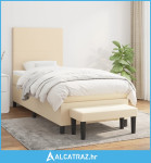 Okvir kreveta s oprugama i madrac krem 80x200 cm od tkanine - NOVO