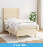 Okvir kreveta s oprugama i madrac krem 80x200 cm od tkanine - NOVO