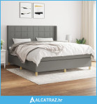 Okvir kreveta s oprugama i madrac svjetlosivi 180x200cm tkanina - NOVO