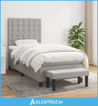 Okvir kreveta s oprugama i madrac svjetlosivi 80x200cm tkanina - NOVO