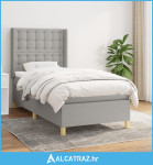 Okvir kreveta s oprugama i madrac svjetlosivi 90x200cm tkanina - NOVO