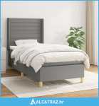 Okvir kreveta s oprugama i madrac tamnosivi 80x200cm od tkanine - NOVO