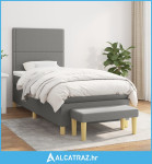 Okvir kreveta s oprugama i madrac tamnosivi 80x200cm od tkanine - NOVO