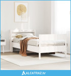 Okvir kreveta s uzglavljem bijeli 100x200cm od masivne borovine - NOVO