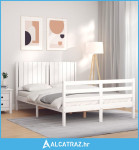 Okvir kreveta s uzglavljem bijeli 140 x 190 cm od masivnog drva - NOVO