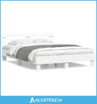 Okvir kreveta s uzglavljem bijeli 140x190 cm konstruiranog drva - NOVO