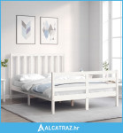 Okvir kreveta s uzglavljem bijeli 4FT mali bračni masivno drvo - NOVO
