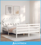 Okvir kreveta s uzglavljem bijeli 5FT bračni od masivnog drva - NOVO