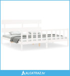 Okvir kreveta s uzglavljem bijeli 6FT bračni od masivnog drva - NOVO
