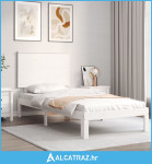 Okvir kreveta s uzglavljem bijeli 90 x 200 cm od masivnog drva - NOVO