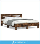 Okvir kreveta s uzglavljem boja hrasta 150 x 200 cm drveni - NOVO