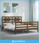 Okvir kreveta s uzglavljem boja meda 160 x 200 cm masivno drvo - NOVO
