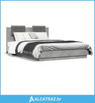 Okvir kreveta s uzglavljem LED siva boja betona 150 x 200 cm - NOVO