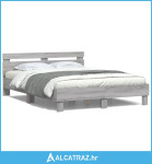 Okvir kreveta s uzglavljem LED siva boja hrasta 150x200 cm - NOVO