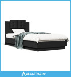 Okvir kreveta s uzglavljem i LED svjetlima crni 100 x 200 cm - NOVO