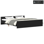 Okvir kreveta s uzglavljem i podnožjem crni 200 x 200 cm - Crna 200 x