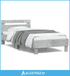 Okvir kreveta s uzglavljem siva boja betona 100x200 cm drveni - NOVO