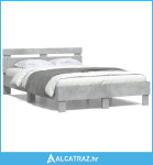 Okvir kreveta s uzglavljem siva boja betona 120x190 cm drveni - NOVO