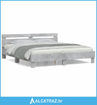Okvir kreveta s uzglavljem siva boja betona 180 x 200 cm drveni - NOVO