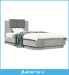 Okvir kreveta s uzglavljem siva boja betona 90x200 cm drveni - NOVO