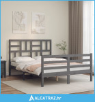 Okvir kreveta s uzglavljem sivi 140 x 190 cm od masivnog drva - NOVO