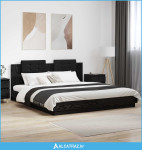 Okvir kreveta s uzglavljem s uzglavljem Crni hrast 180 x 200 cm - NOVO