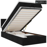 otoman krevet s madracem crni 90x200 cm tkanine - Crna 90 x 200 cm Gla