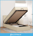 Otomanski krevet s madracem krem 100x200 cm tkanine - NOVO