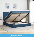 Otomanski krevet s madracem i LED plavi 180x200cm od tkanine - NOVO