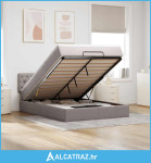 Otomanski krevet s madracem i LED smeđesivi 140x200 cm tkanine - NOVO