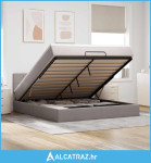 Otomanski krevet s madracem i LED smeđesivi 180x200 cm tkanine - NOVO